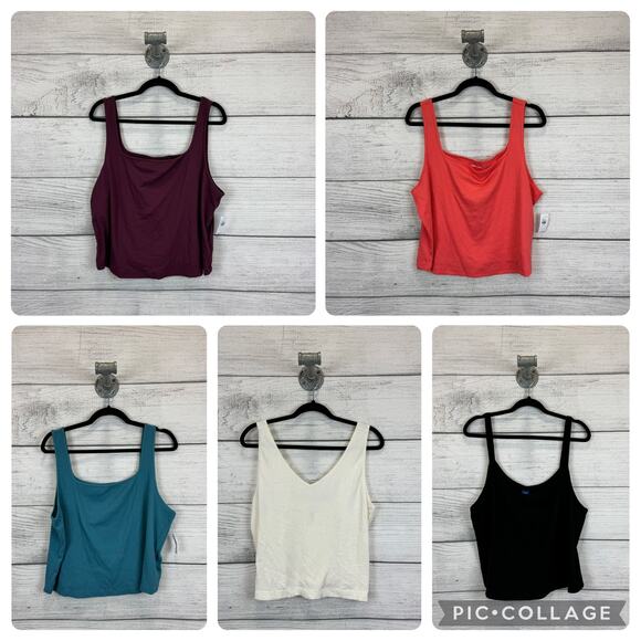 Old Navy Plus Size 5 Pack Of Ribbed Cropped Basic Tank Tops Size 3X/4X - Picture 1 of 16